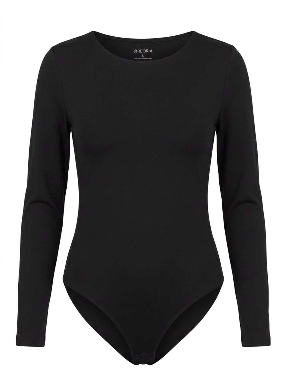 ReoRia Black Long Sleeve Crewneck Bodysuit